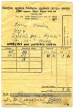 Enerģijas apgādes Austrumu apgabala Latvijas nodaļas Cēsu rajona rēķins par patērēto elektroenerģiju. 1942. gads.
